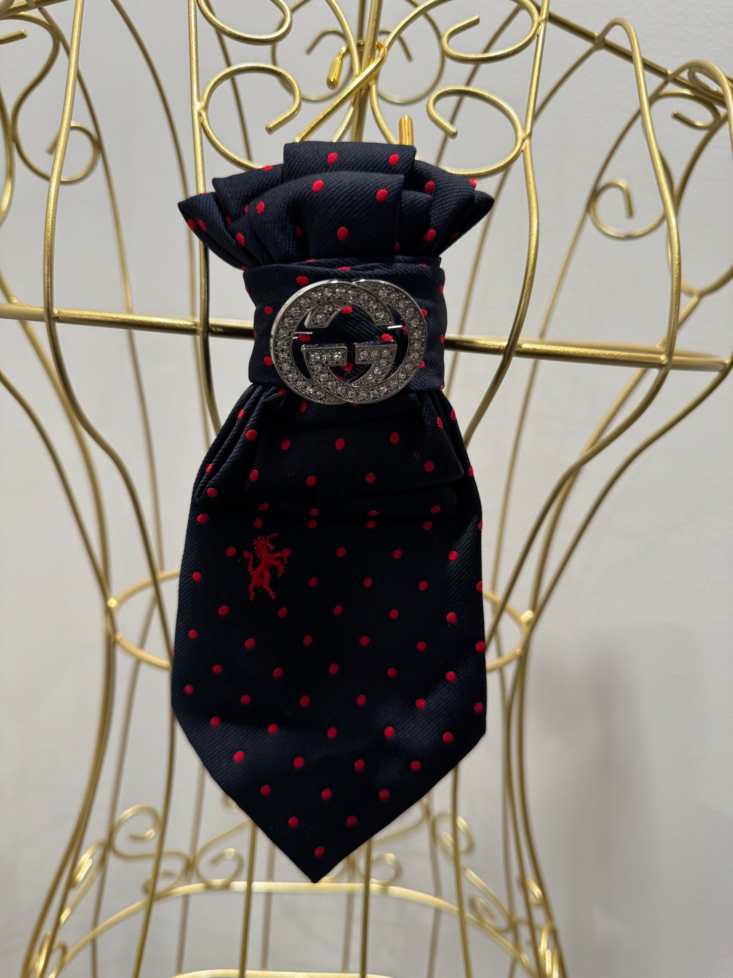 Navy with Red Polka Dots