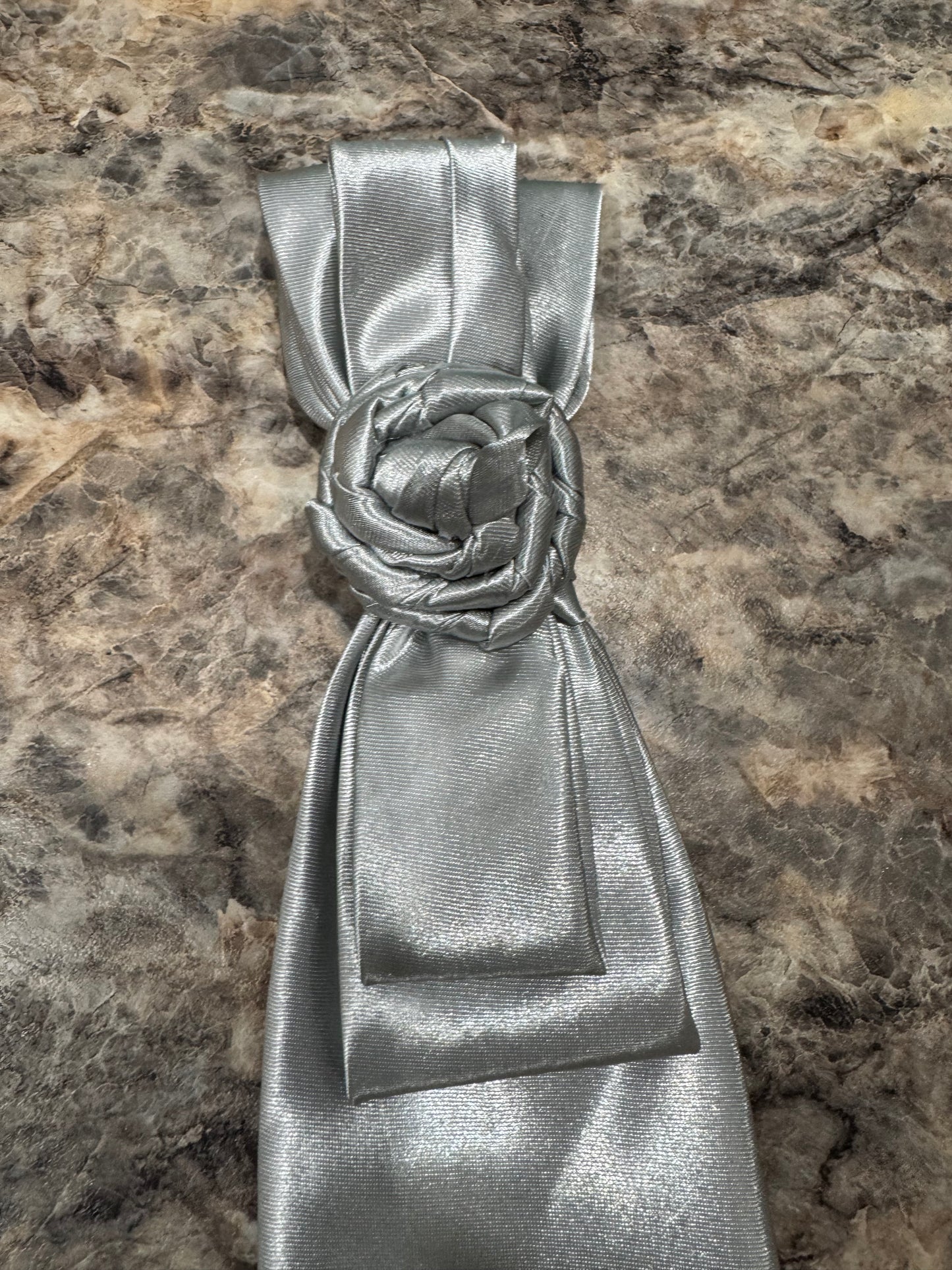 Silver Rose Twisted Tie