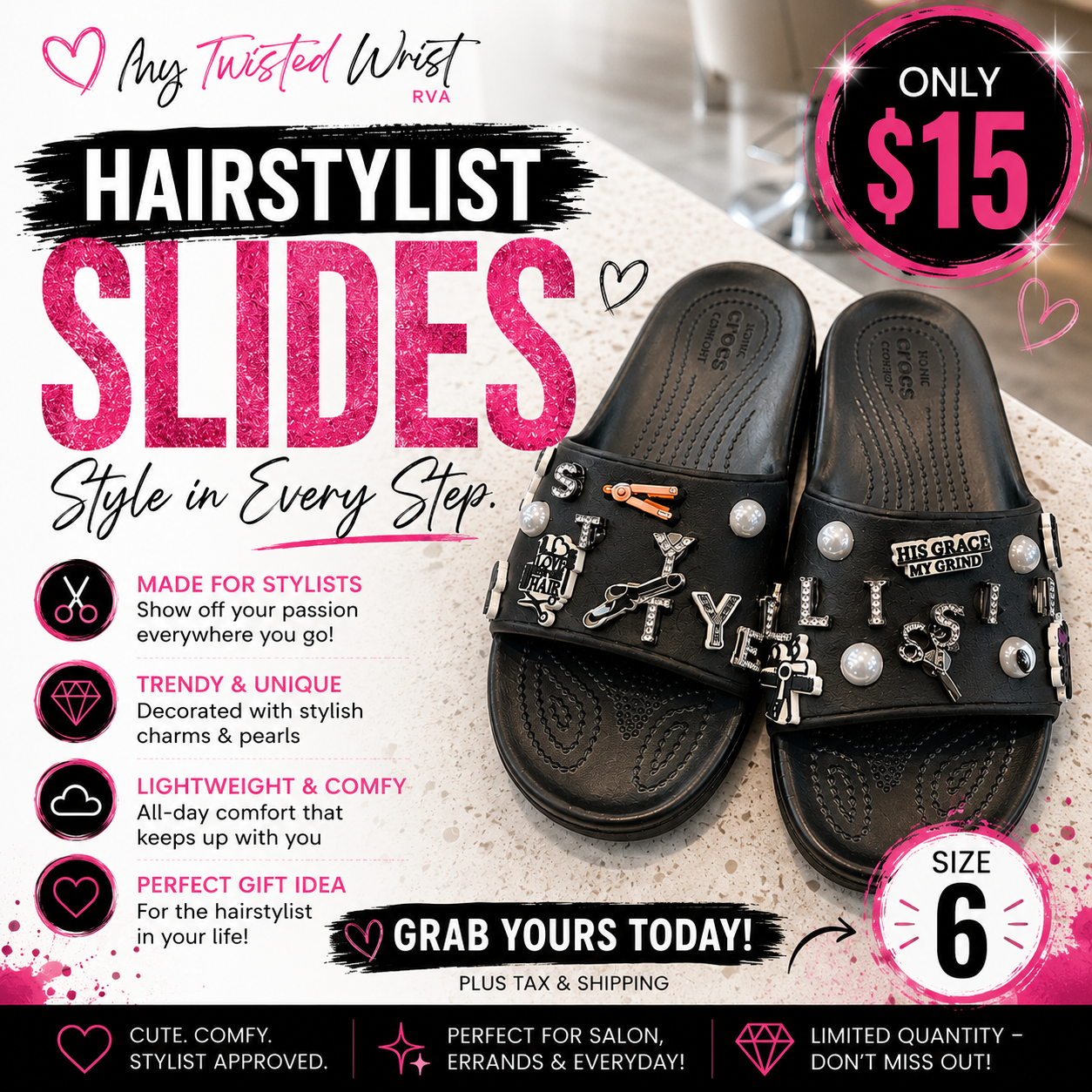 Hairstylist Slides - Size 6