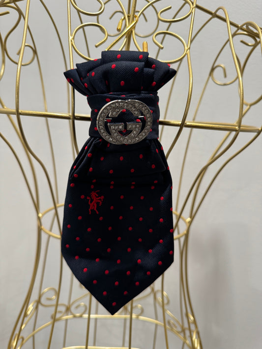 Navy with Red Polka Dots