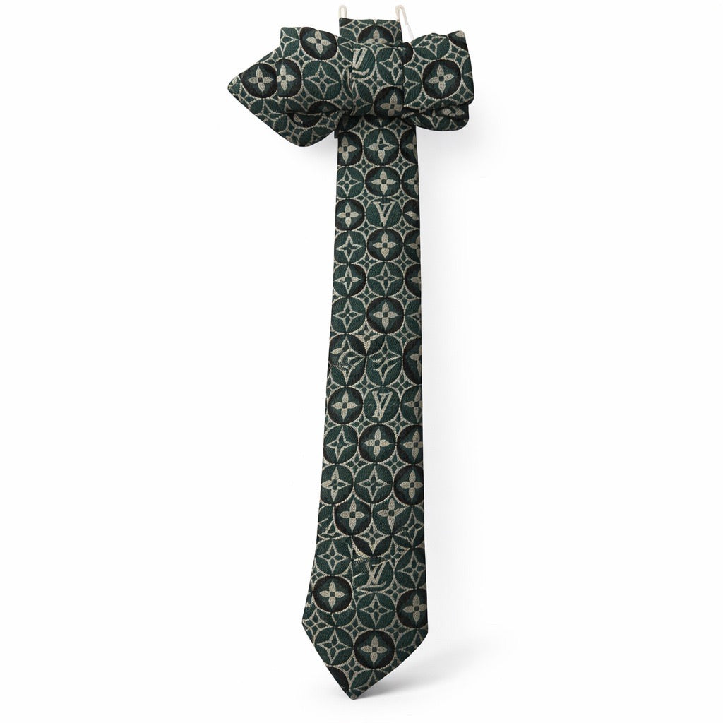 Green Black White Bow Necktie