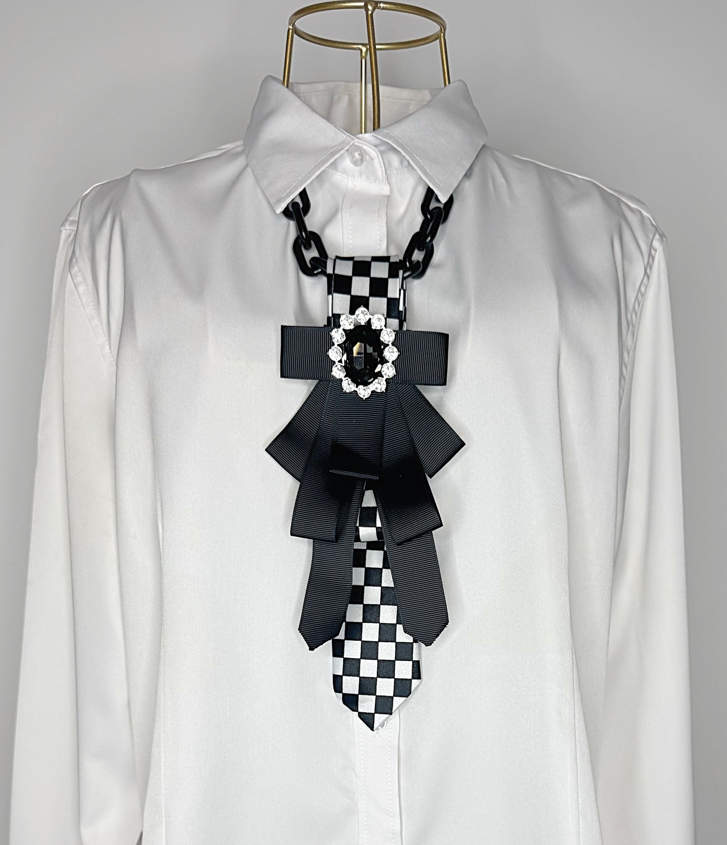 Black and White Check Tie