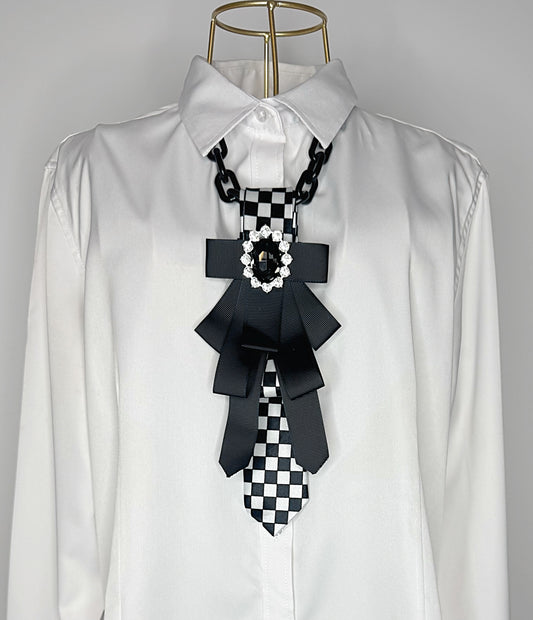 Black and White Check Tie