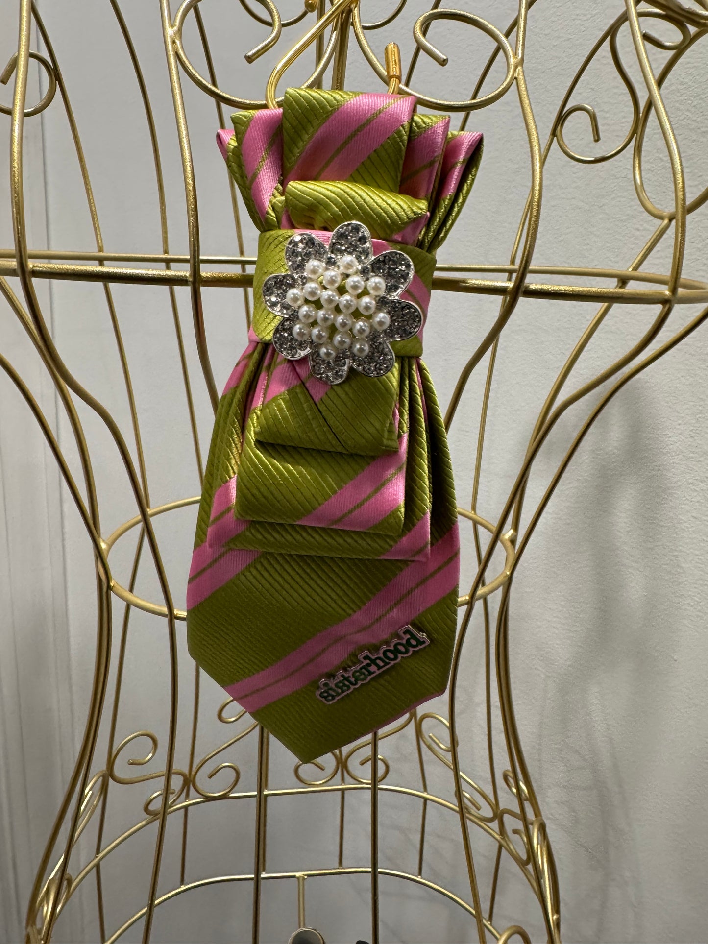 Pink and Green Stripe Tie