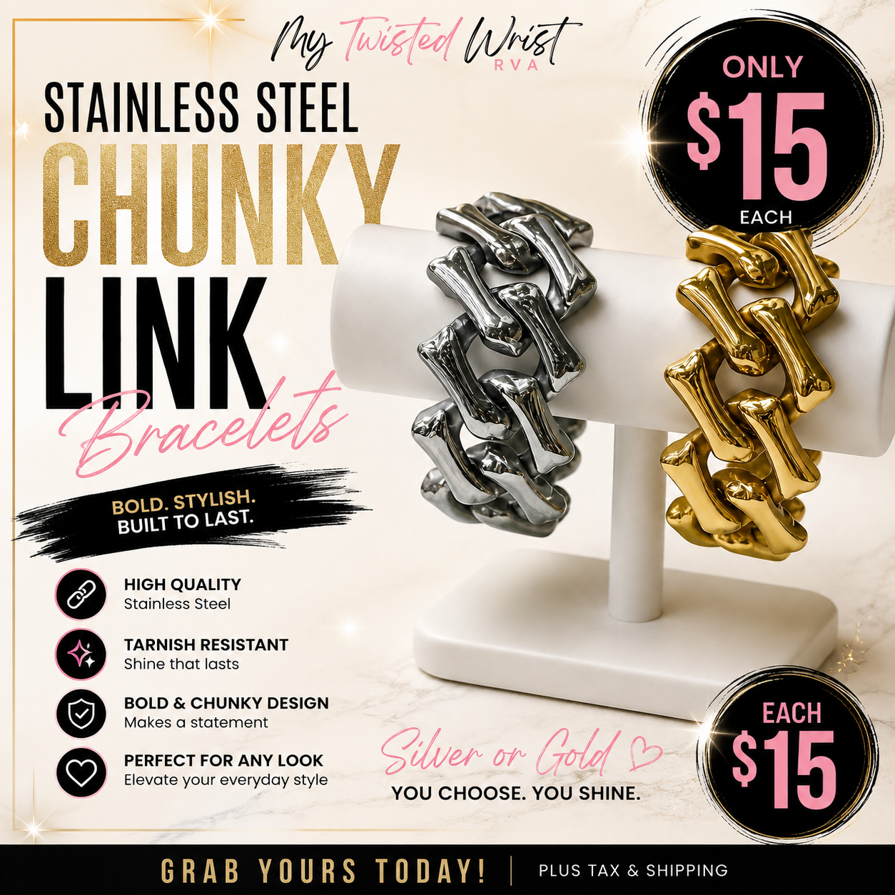 Chunky Stainless Steel Link Bracelets