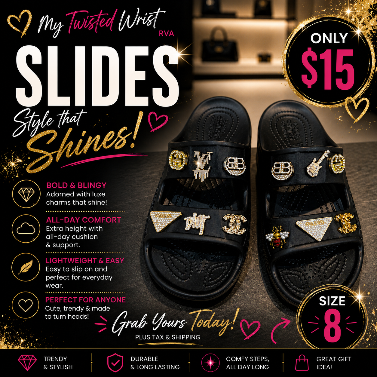 Black and Gold - Size 8